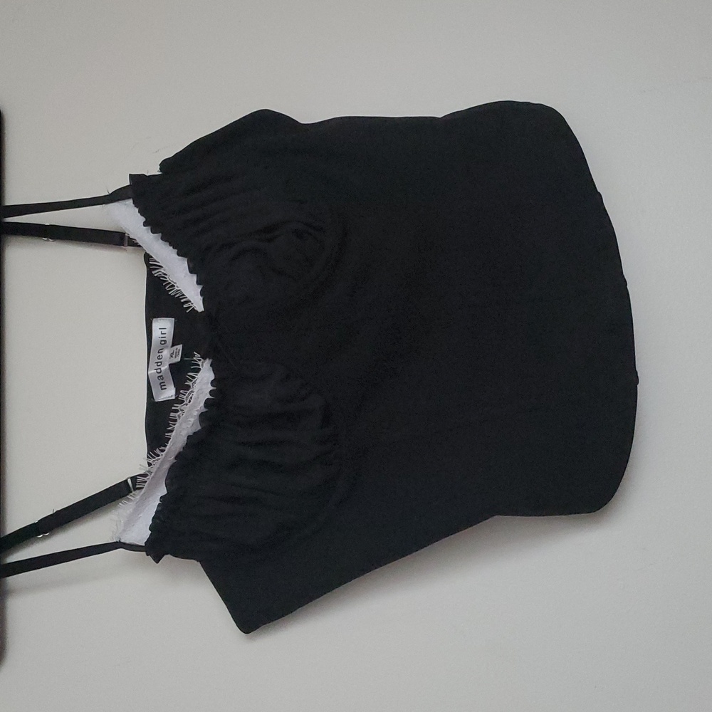*NWT* Madden Girl's Black and White Peek A Boo Lace Bustier - Picture 5 of 16
